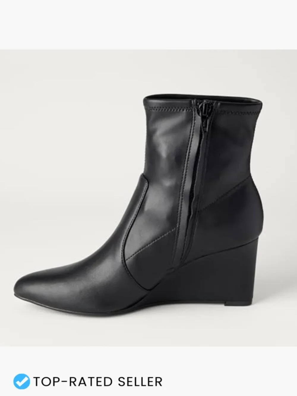 Womens Wedge Ankle Boots Zip Side Comfortable Memory Foam Insole Pointed Toe